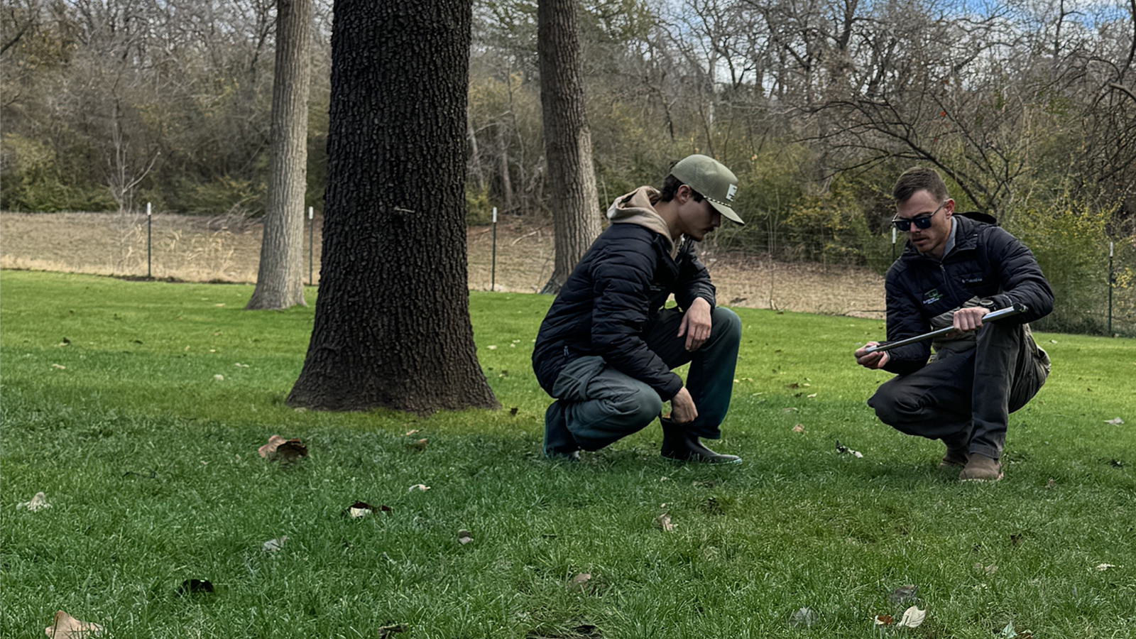 Superior Lawn Solutions crew servicing a lawn
